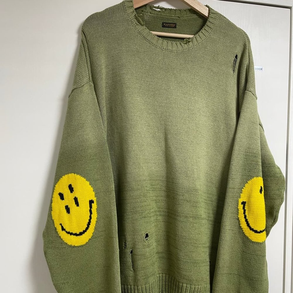 COPY - Kapital 5G Smiley Distressed Knit Sweater